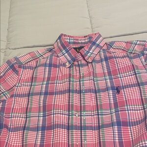 Polo by Ralph Lauren Boys Pink and Blue Plaid Shirt